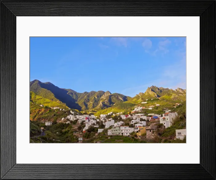 Framed Print : Spain, Canary Islands, Tenerife, Taganana, Townscape with Anaga Mountains in