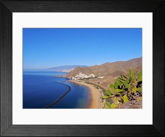 Framed Print : Spain, Canary Islands, Tenerife, Santa Cruz de Tenerife, San Andres, Las Teresitas Beach