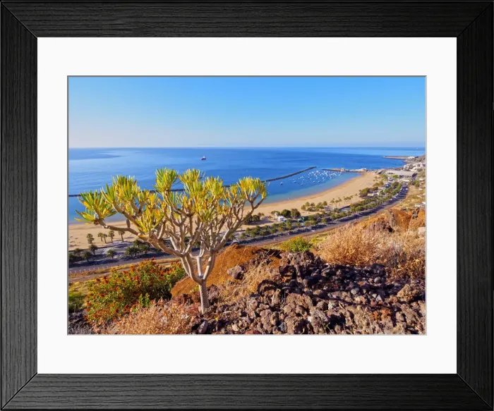 Framed Print : Spain, Canary Islands, Tenerife, Santa Cruz de Tenerife, San Andres, Las Teresitas Beach