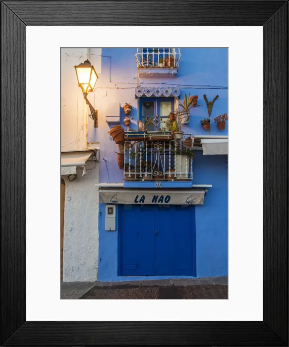 Framed Print : Picturesque night view of a street in the sea town of Peniscola, Comunidad Valenciana Framed Print : Picturesque night view of a street in the sea town of Peniscola, Comunidad Valenciana