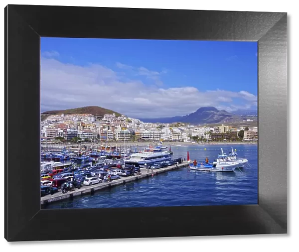 Spain, Canary Islands, Tenerife, Los Cristianos, View from the port towards the city