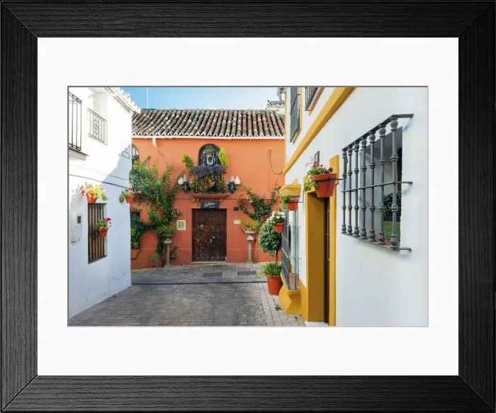 Framed Print : Spain, Andalusia, Estepona, Old town, Colourful streets Framed Print : Spain, Andalusia, Estepona, Old town, Colourful streets