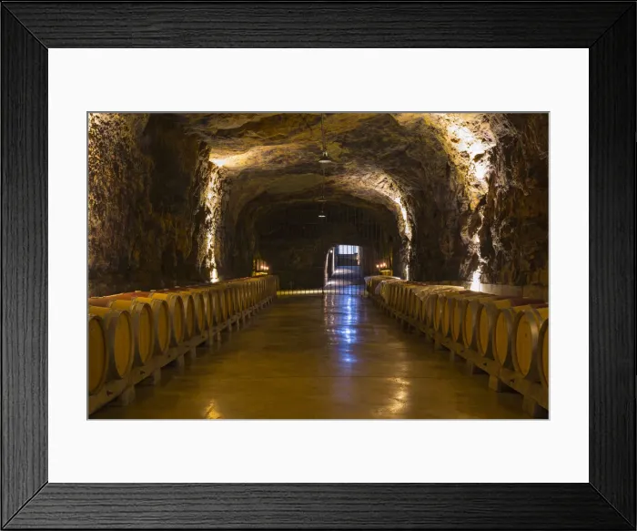 Framed Print : Spain, La Rioja, Haro. The wine caves at Bodegas Roda, a modern Rioja winery
