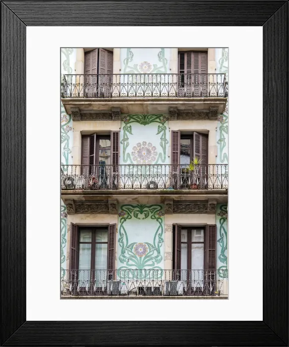 Framed Print : Facade of Casa Jaume Sahis, a modernist building located in the Eixample neighborhood Framed Print : Facade of Casa Jaume Sahis, a modernist building located in the Eixample neighborhood
