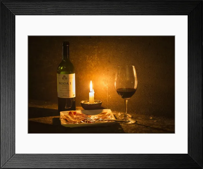 Framed Print : Spain, La Rioja, Haro. Wine and Jamon Iberico in the caves at Bodegas Roda Framed Print : Spain, La Rioja, Haro. Wine and Jamon Iberico in the caves at Bodegas Roda