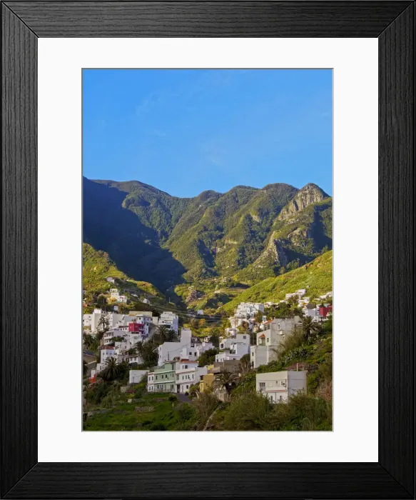 Framed Print : Spain, Canary Islands, Tenerife, Taganana, Townscape with Anaga Mountains in Framed Print : Spain, Canary Islands, Tenerife, Taganana, Townscape with Anaga Mountains in