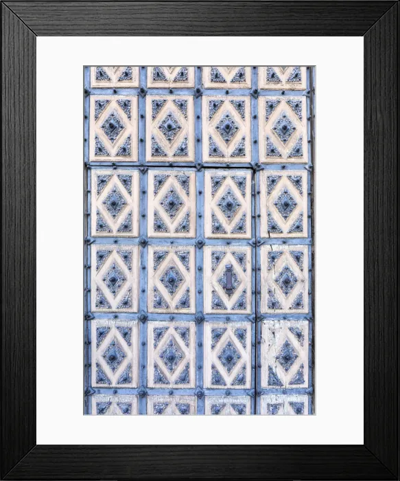 Framed Print : Blue patterned wooden door, Salamanca, Castille and Leon, Spain Framed Print : Blue patterned wooden door, Salamanca, Castille and Leon, Spain