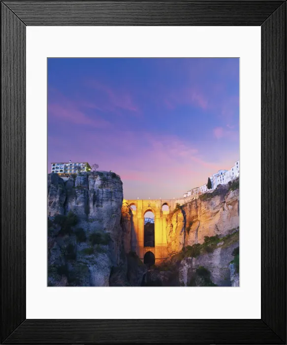 Framed Print : Spain, Andalucia, Malaga Province, Ronda, Rio Guadalevin Gorge and Tajo Bridge