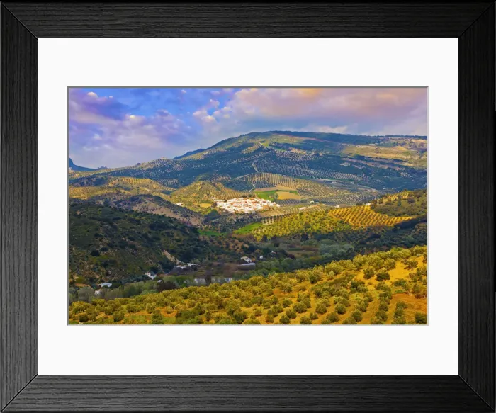 Framed Print : Spain, Andalucia, Cadiz province, Torre Alhaquime, view over valley to town Framed Print : Spain, Andalucia, Cadiz province, Torre Alhaquime, view over valley to town