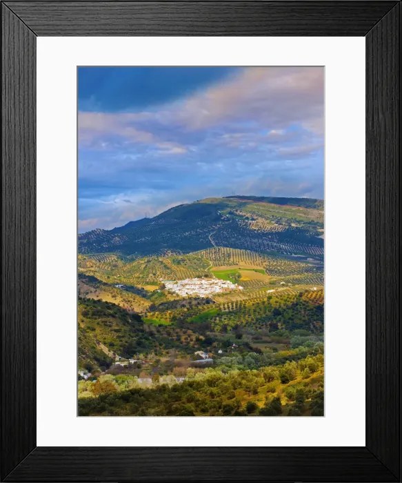 Framed Print : Spain, Andalucia, Cadiz province, Torre Alhaquime, view over valley to town Framed Print : Spain, Andalucia, Cadiz province, Torre Alhaquime, view over valley to town