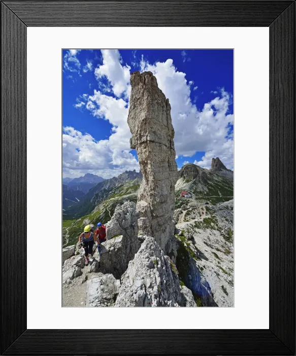 Framed Print : Mountain Climbing at the pinnacle frankfurters, Sexten Dolomites, Alta Pusteria, South Framed Print : Mountain Climbing at the pinnacle frankfurters, Sexten Dolomites, Alta Pusteria, South