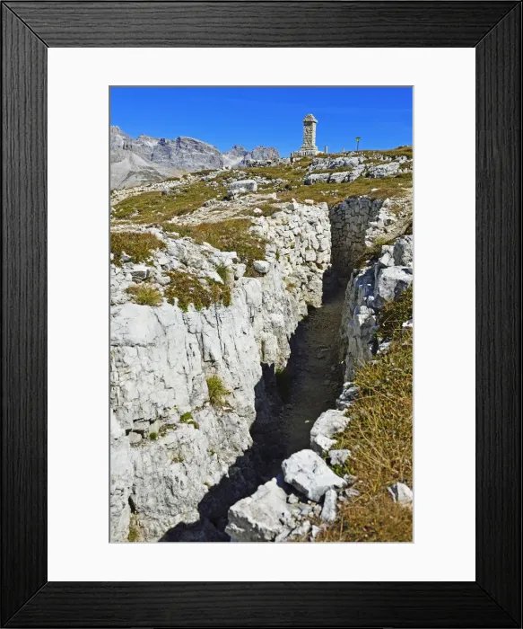 Framed Print : Trenches around the Carducci Monument, 1st World War Freilichtmusem, Monte Piana Framed Print : Trenches around the Carducci Monument, 1st World War Freilichtmusem, Monte Piana
