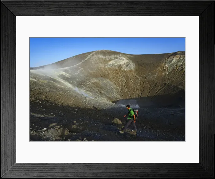 Framed Print : Hikers on the Gran craters, Vulcano Island, Aeolian, or Aeolian Islands, Sicily, Italy Framed Print : Hikers on the Gran craters, Vulcano Island, Aeolian, or Aeolian Islands, Sicily, Italy
