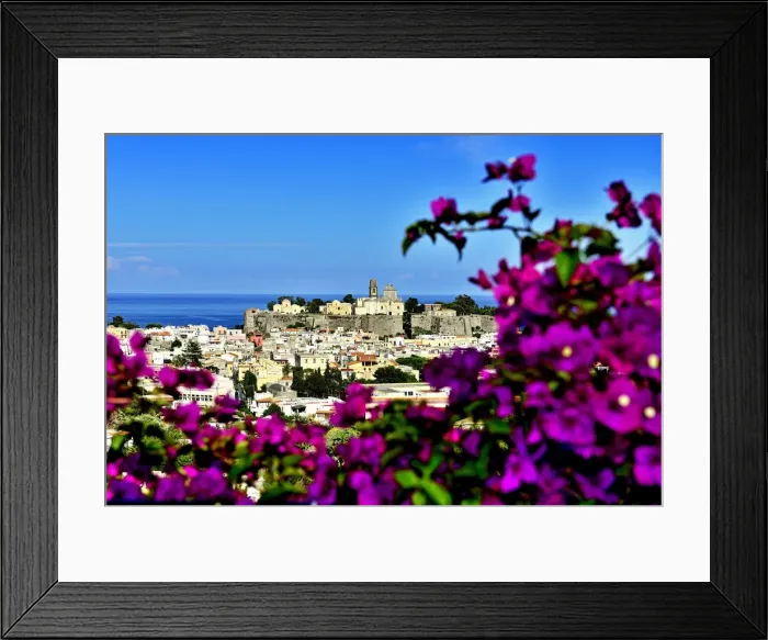 Framed Print : Acropolis, castle hill with Il Castello and Cathedral of San Bartolo, Lipari, Aeolian Framed Print : Acropolis, castle hill with Il Castello and Cathedral of San Bartolo, Lipari, Aeolian