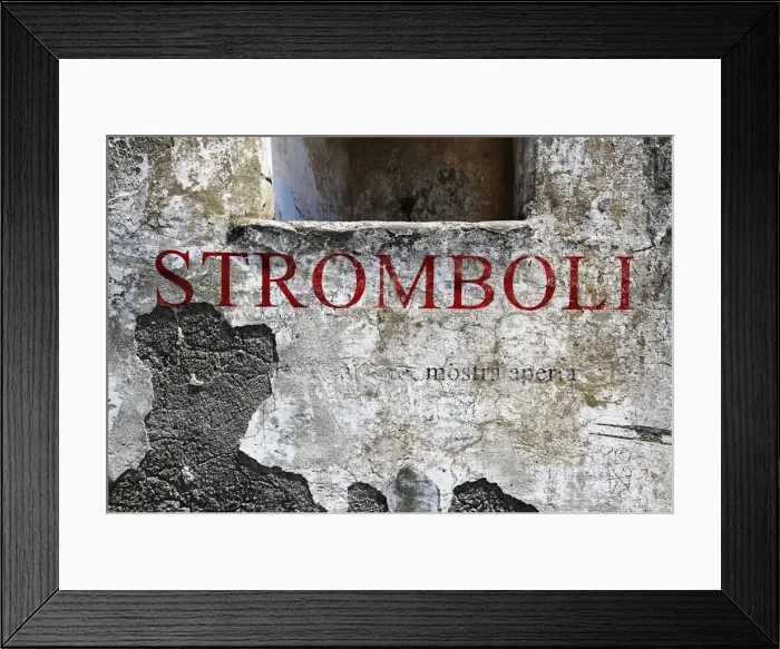 Framed Print : Stromboli lettering on old facade, island of Stromboli, Aeolian, or Aeolian Islands Framed Print : Stromboli lettering on old facade, island of Stromboli, Aeolian, or Aeolian Islands