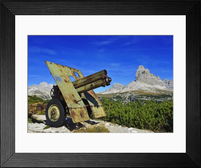 Framed Print : Cannon from the 1st World War, Monte Piana, Alta Pusteria, Sexten Dolomites, South Tyrol