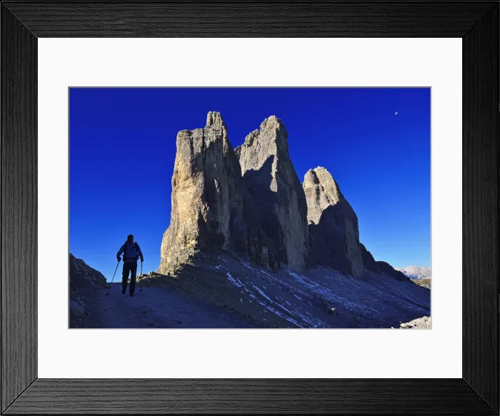Framed Print : Hike at the northern walls of the Three Peaks at Paternsattel, Alta Pusteria, Sexten Framed Print : Hike at the northern walls of the Three Peaks at Paternsattel, Alta Pusteria, Sexten