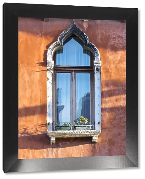 Italy, Veneto, Venice, Murano island. Typical ornate window