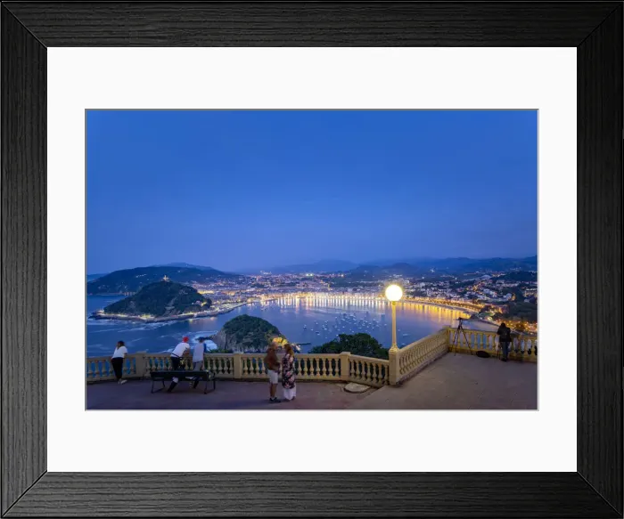 Framed Print : San Sebastian (Donostia), view of the bay after sunset, from a high terrace Framed Print : San Sebastian (Donostia), view of the bay after sunset, from a high terrace