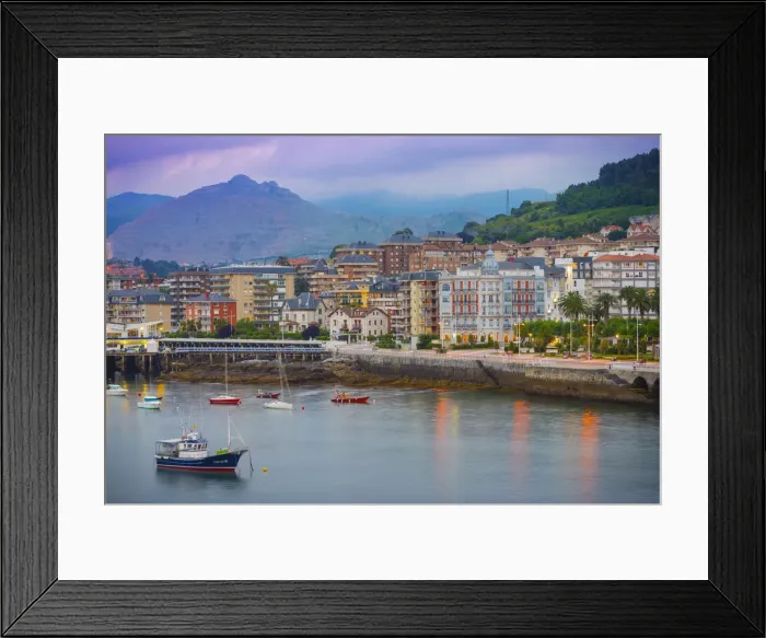 Framed Print : Spain, Cantabria, Castro-Urdiales, view of town and harbour