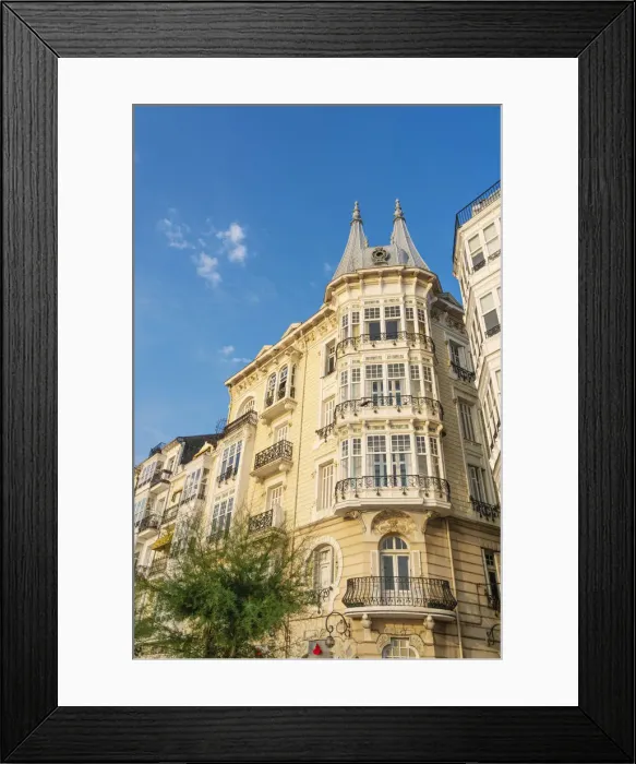 Framed Print : Spain, Cantabria, Castro-Urdiales, old town, close-up of typical facade Framed Print : Spain, Cantabria, Castro-Urdiales, old town, close-up of typical facade