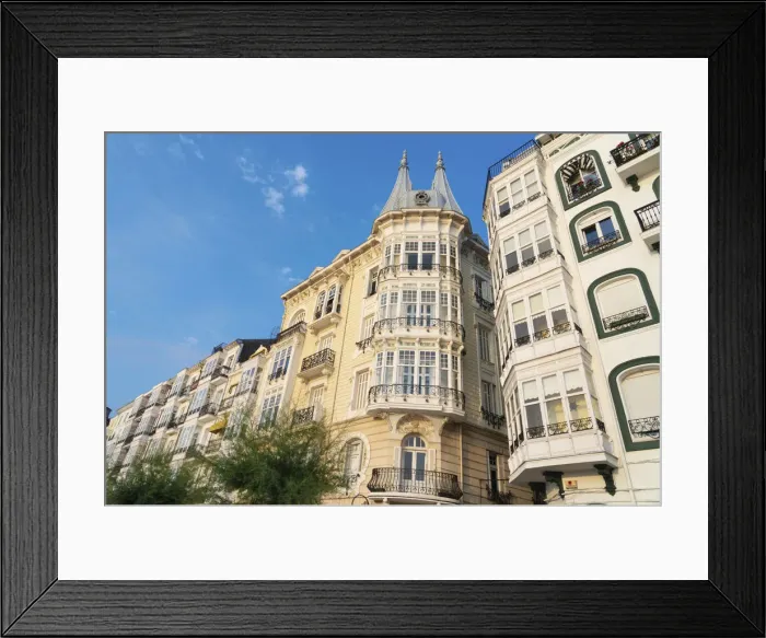 Framed Print : Spain, Cantabria, Castro-Urdiales, old town, close-up of typical facade Framed Print : Spain, Cantabria, Castro-Urdiales, old town, close-up of typical facade