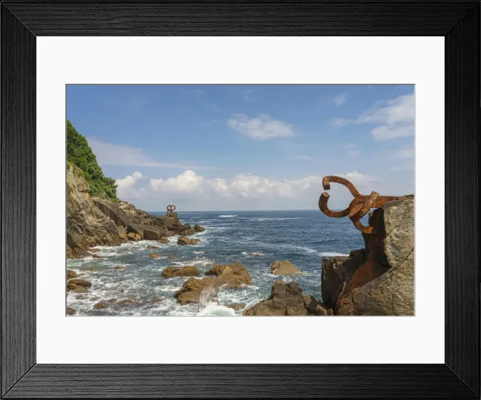 Framed Print : Spain, Basque Country, San Sebastian (Donostia), Comb of the wind sculpture (Peine Framed Print : Spain, Basque Country, San Sebastian (Donostia), Comb of the wind sculpture (Peine