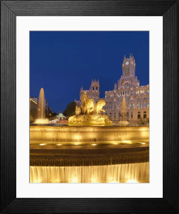 Framed Print : Spain, Madrid. Plaza de Cibeles and town hall at night Framed Print : Spain, Madrid. Plaza de Cibeles and town hall at night