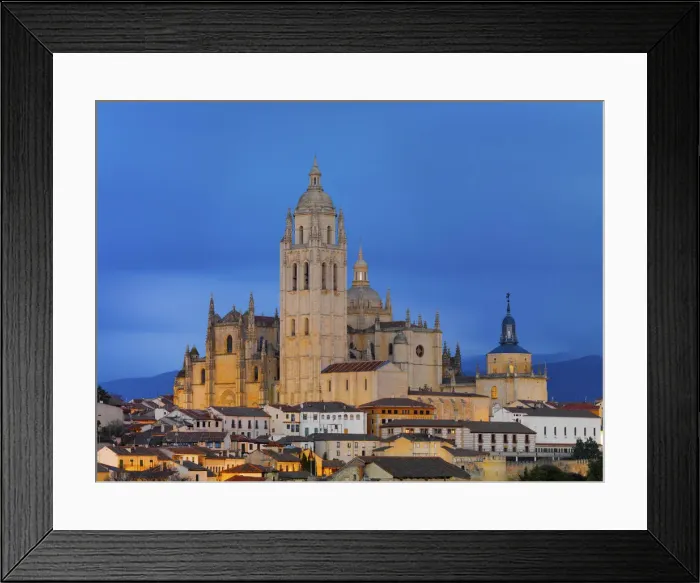 Framed Print : Spain, Castile and Leon, Segovia. cathedral at dusk