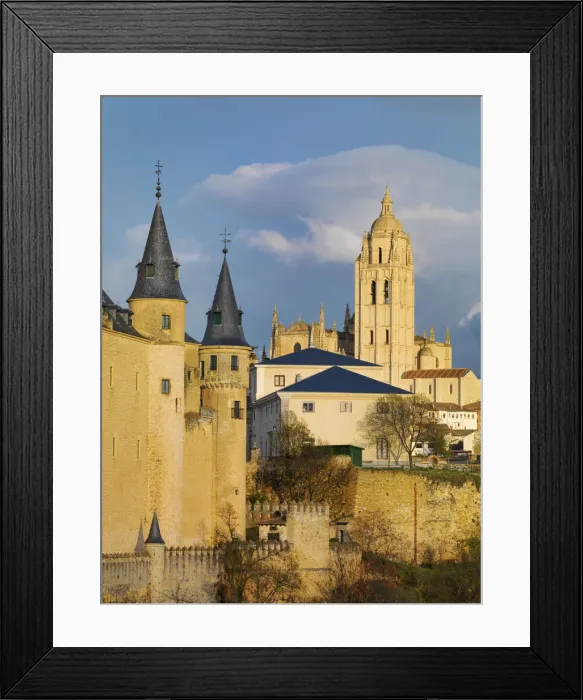 Framed Print : Spain, Castile and Leon, Segovia. The Alcazar and cathedral at sunset Framed Print : Spain, Castile and Leon, Segovia. The Alcazar and cathedral at sunset