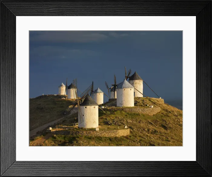 Framed Print : Spain, Castile, La Mancha, Consuegra, Windmills at sunset Framed Print : Spain, Castile, La Mancha, Consuegra, Windmills at sunset