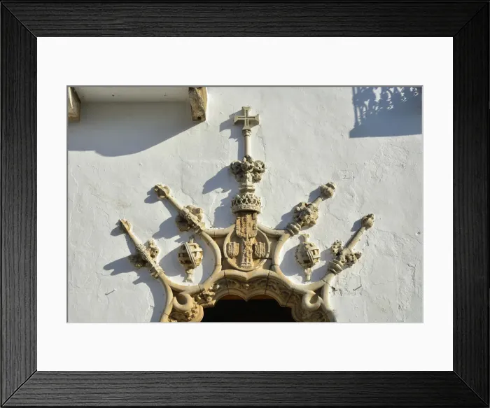 Framed Print : Detail of the beautiful portuguese manueline style portal of the Palace of the Dukes Framed Print : Detail of the beautiful portuguese manueline style portal of the Palace of the Dukes