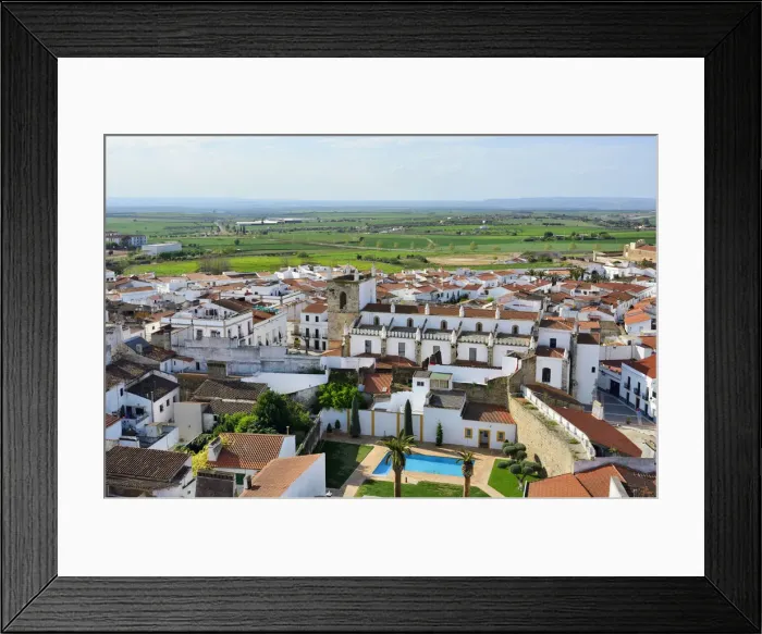 Framed Print : The white washed village of Olivenza with Portugal on the horizon Framed Print : The white washed village of Olivenza with Portugal on the horizon