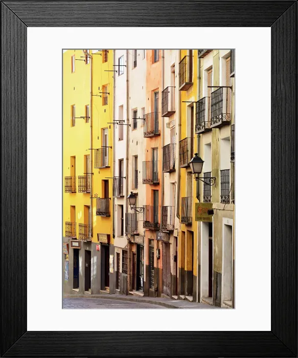 Framed Print : Coloured houses in the walled town of Cuenca, a Unesco World Heritage Site