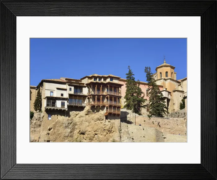 Framed Print : The Hanging Houses (Casas Colgadas) dating back to the 15th century, in the walled Framed Print : The Hanging Houses (Casas Colgadas) dating back to the 15th century, in the walled