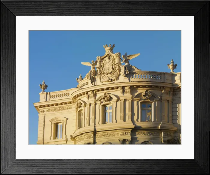 Framed Print : Spain, Madrid, Plaza de Cibeles; Ornate building detail Framed Print : Spain, Madrid, Plaza de Cibeles; Ornate building detail
