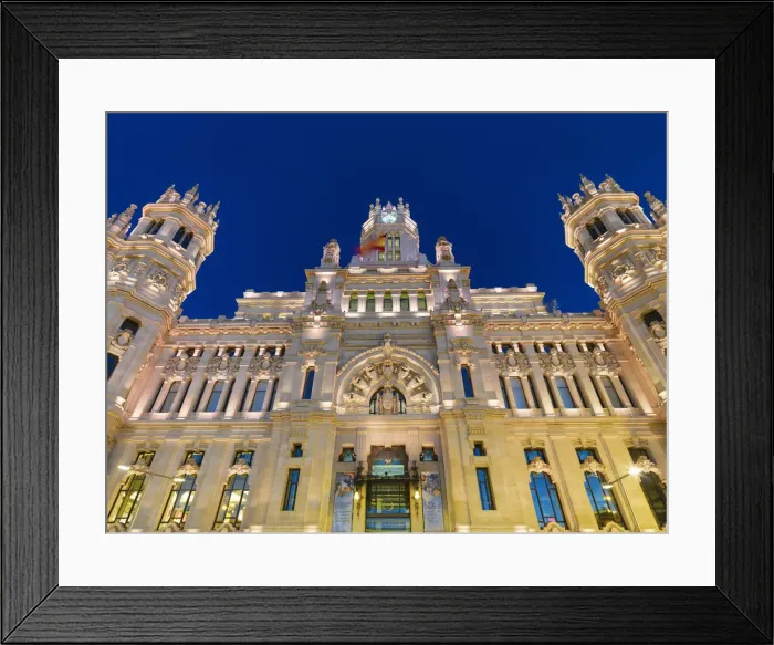 Framed Print : Spain, Madrid, Plaza de Cibeles, town hall building illuminated at night Framed Print : Spain, Madrid, Plaza de Cibeles, town hall building illuminated at night