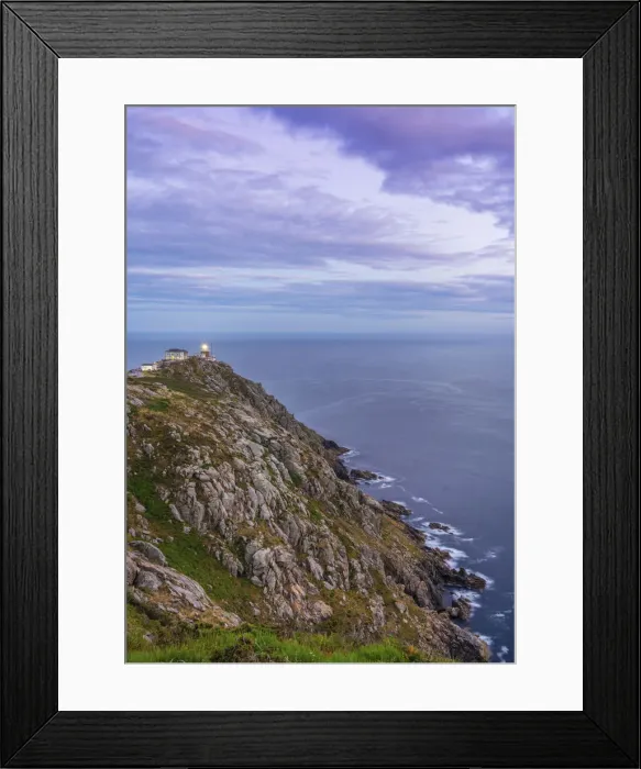 Framed Print : Spain, Galicia, Finisterre, Finisterre lighthouse at dusk Framed Print : Spain, Galicia, Finisterre, Finisterre lighthouse at dusk