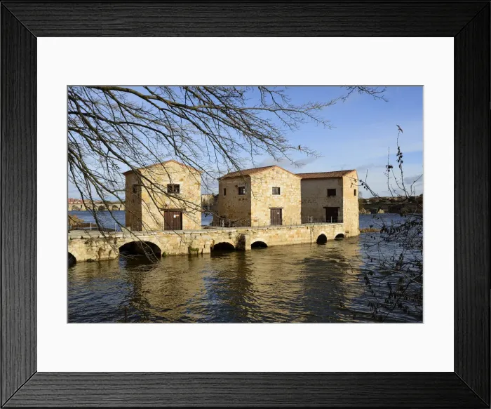 Framed Print : The watermills of Zamora along the Douro river. Castilla y Leon, Spain