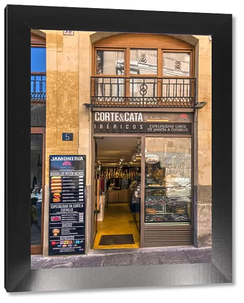 Drugstore selling Spanish ham and more local food specialities, Salamanca, Castile
