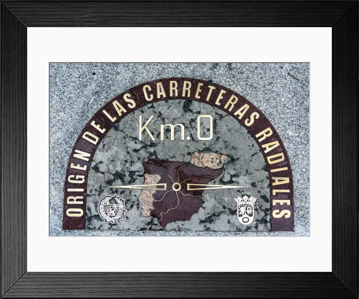 Framed Print : Plaque on the floor marking as the kilometre zero from which all radial roads in Spain Framed Print : Plaque on the floor marking as the kilometre zero from which all radial roads in Spain