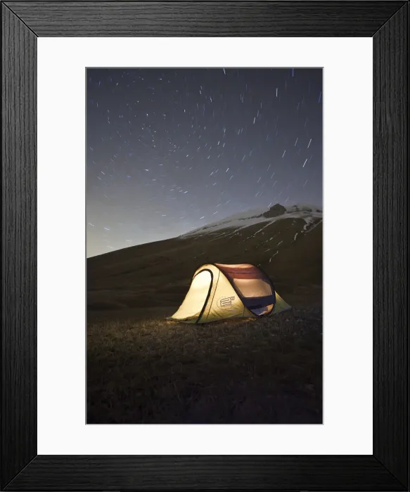 Framed Print : Italy, Umbria, Perugia district, Monti Sibillini NP, Norcia, Tent under the star Framed Print : Italy, Umbria, Perugia district, Monti Sibillini NP, Norcia, Tent under the star