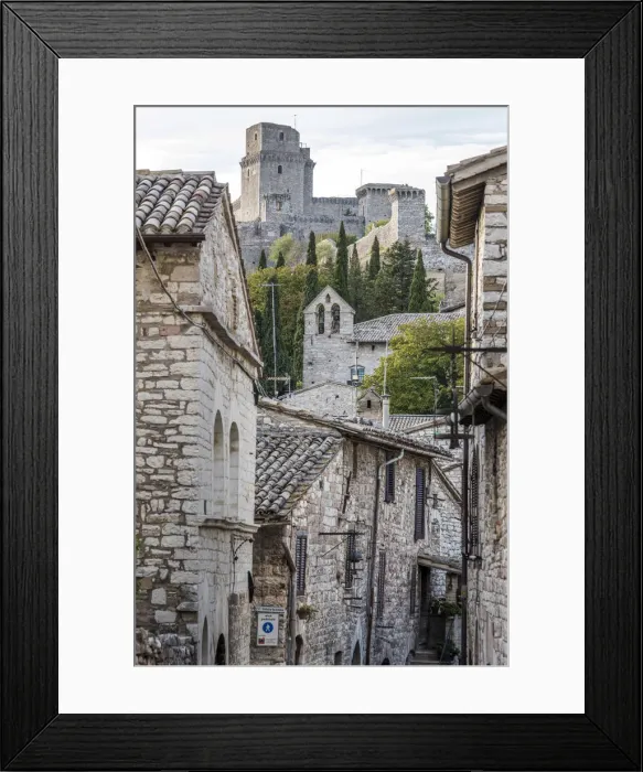 Framed Print : Europe, Italy, Umbria, Assisi. View of the Rocca