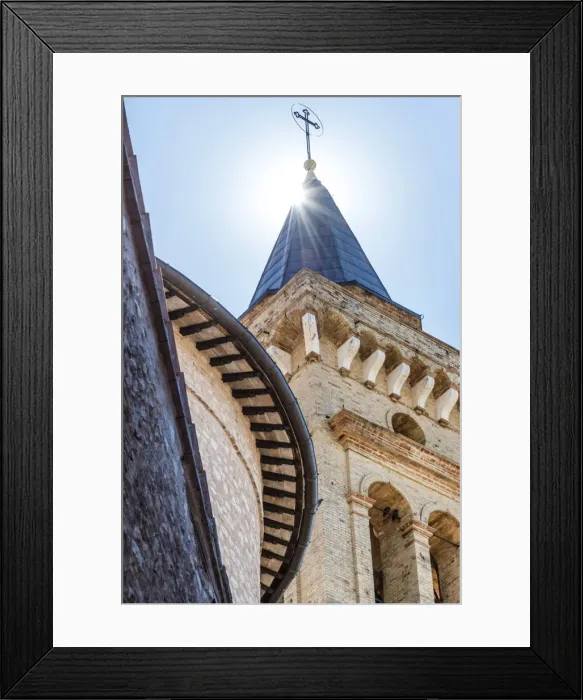 Framed Print : Europe, Italy, Umbria, Trevi. Bell tower of the cathedral