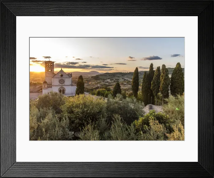 Framed Print : Europe, Italy, Umbria, Assisi. Sunset at the Basilica of Saint Francis of Assisi Framed Print : Europe, Italy, Umbria, Assisi. Sunset at the Basilica of Saint Francis of Assisi