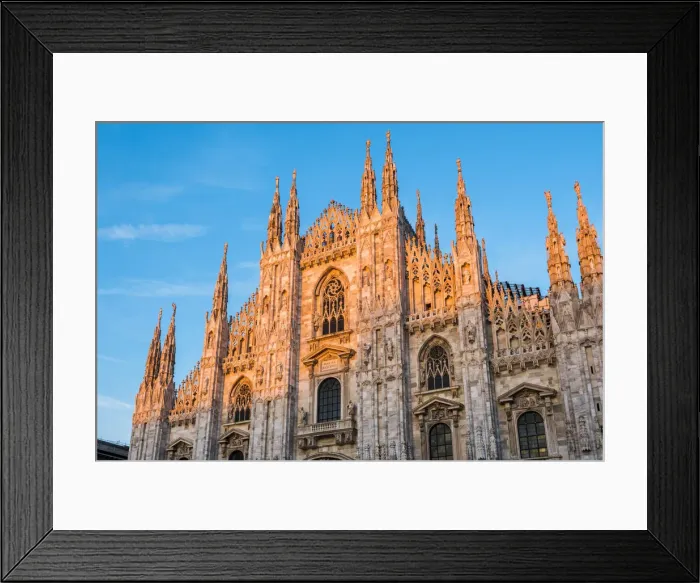 Framed Print : Milan, Lombardy, Italy. Facade of the Milans Cathedral at sunset Framed Print : Milan, Lombardy, Italy. Facade of the Milans Cathedral at sunset