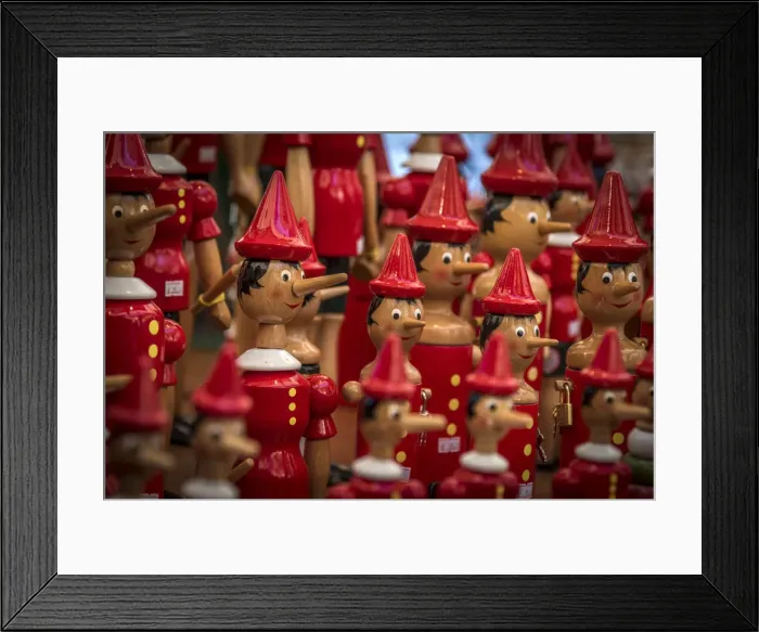 Framed Print : Europe, Italy, Veneto. Pinocchio toys at a market in Verona Framed Print : Europe, Italy, Veneto. Pinocchio toys at a market in Verona