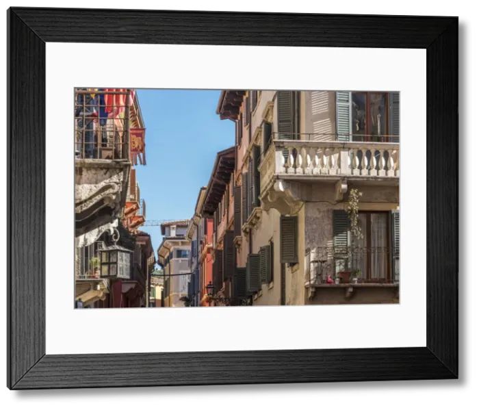 Framed Print : europe, Italy, Veneto. Verona, narrow street in the historic centre Framed Print : europe, Italy, Veneto. Verona, narrow street in the historic centre