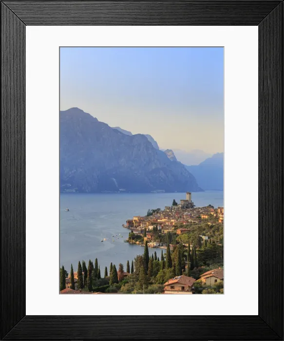 Framed Print : Italy. Veneto. Verona district. Lake Garda. Malcesine. Scaligero castle