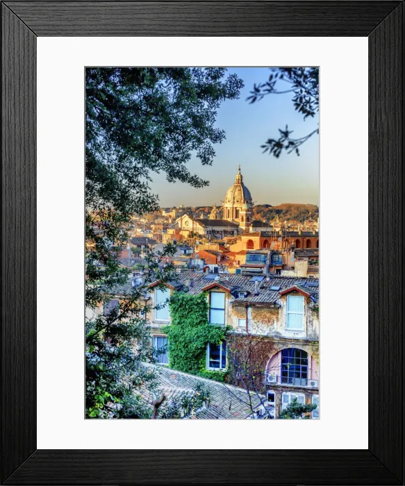 Framed Print : Italy, Rome, Basilica Sant Ambrogio e Carlo church and city roofs at sunrise Framed Print : Italy, Rome, Basilica Sant Ambrogio e Carlo church and city roofs at sunrise